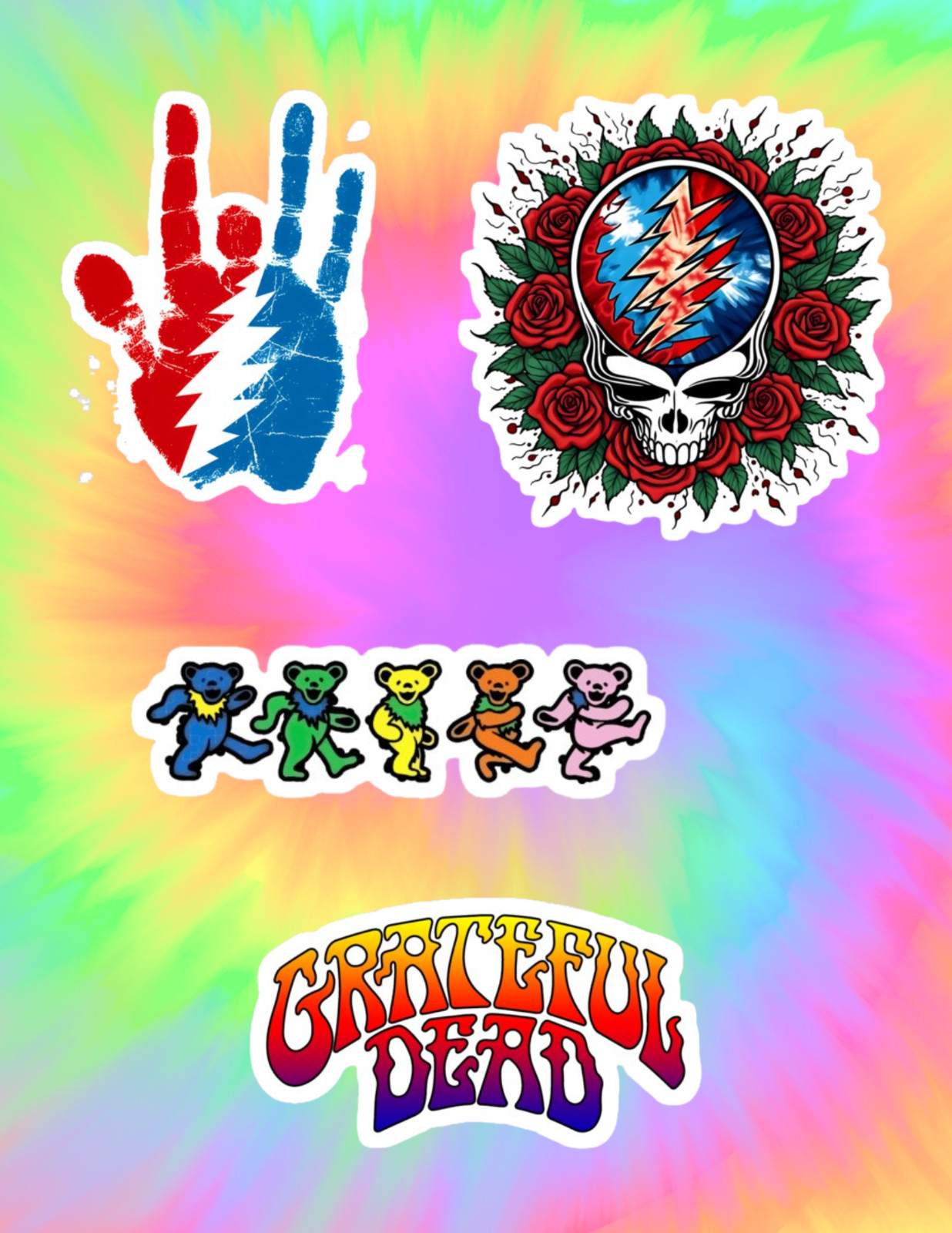 Grateful Dead Retro Music 4pc Sticker Pack