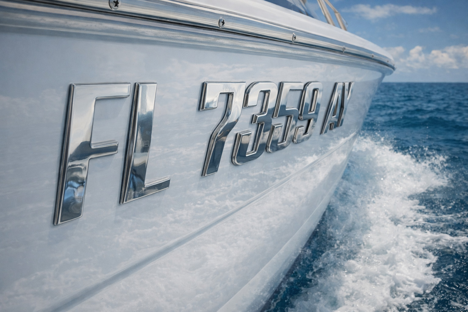 Boat & Jet Ski Registration Numbers Raised 3D Chrome Marine Waterproof Emblem