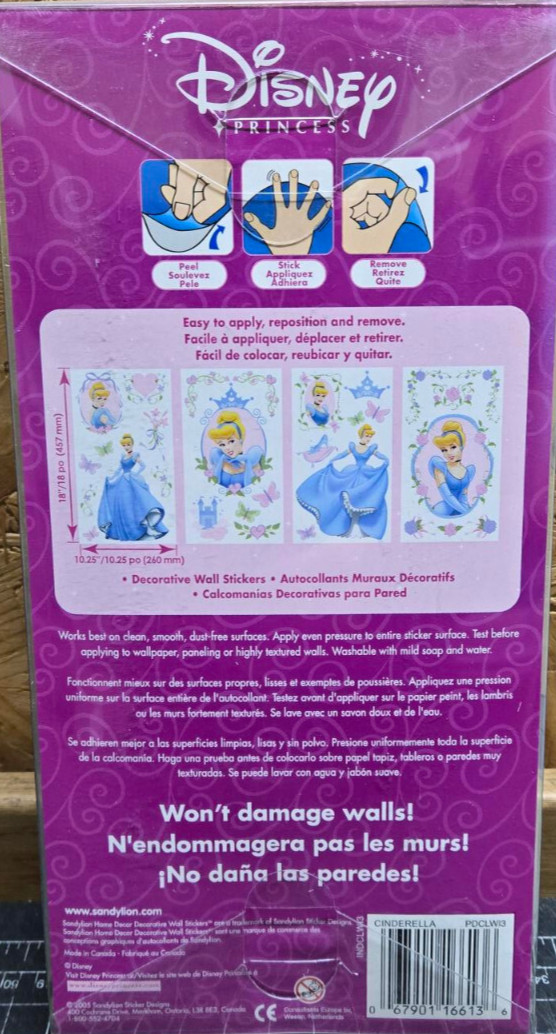 Cinderella Wall Stickers Kids Disney Princess Decals Girls Bedroom Decor