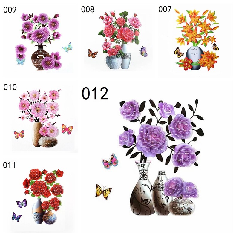 3D Flower PVC Sticker Self Adhesive Mural Home Room Furniture Wall Decal Picture