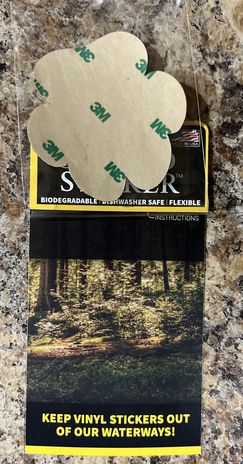USA Flag Dog Paw WOOD Sticker 3M Dishwasher SAFE Biodegradable Dust City NEW