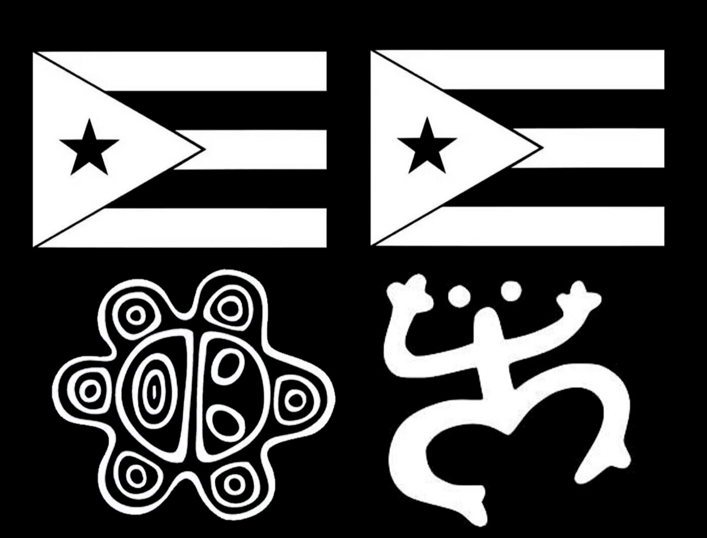 Puerto Rico Flag Sol Taino Coqui Taino Four White vinyl decals car window Tablet