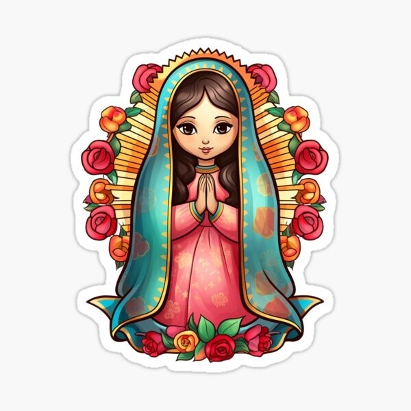 Virgen de Guadalupe Virgin Mary Virgencita Floral Sticker animated waterproof