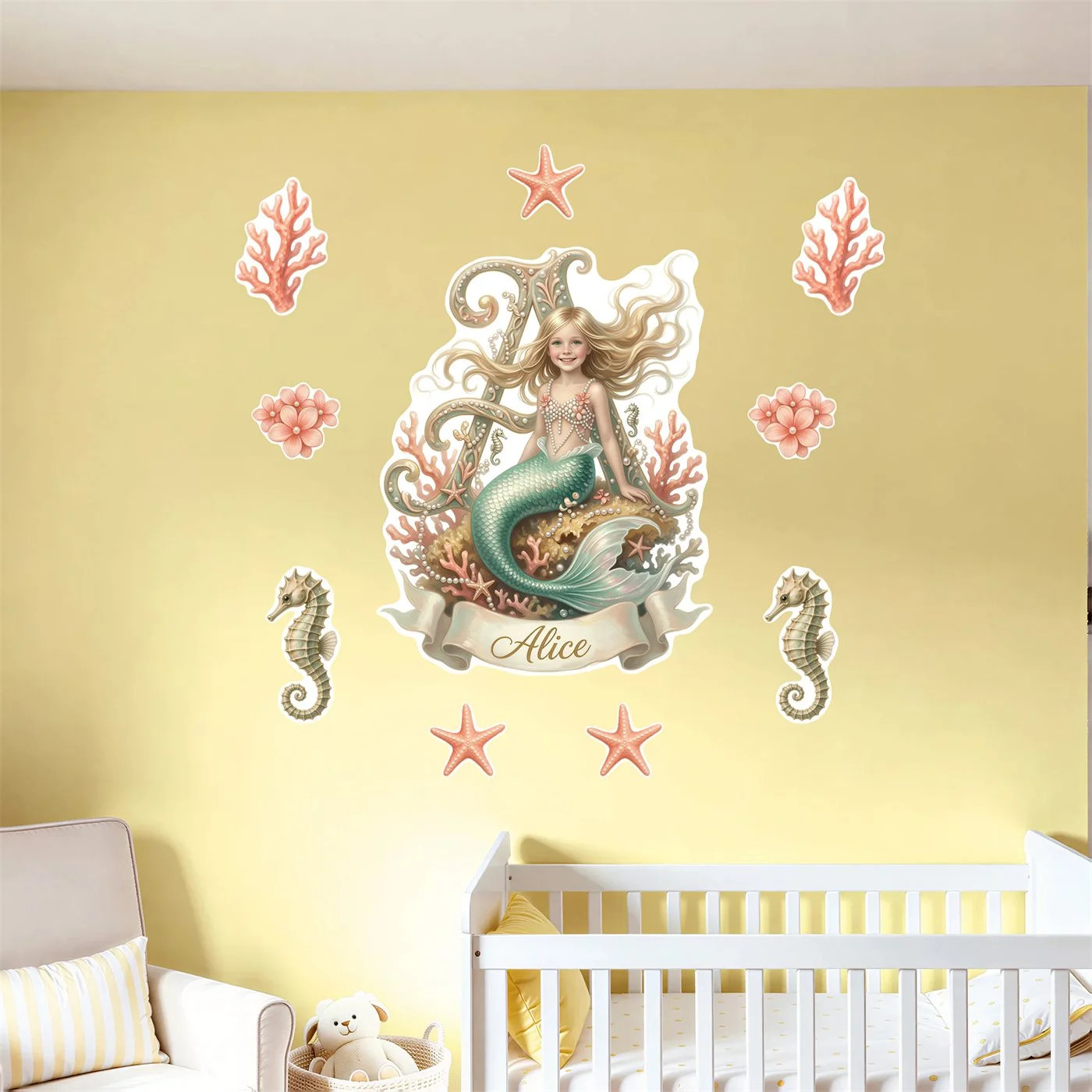 Personalized Princess Wall Decal Set Custom Girl Photo Name 10 Pc Sunset Oasis
