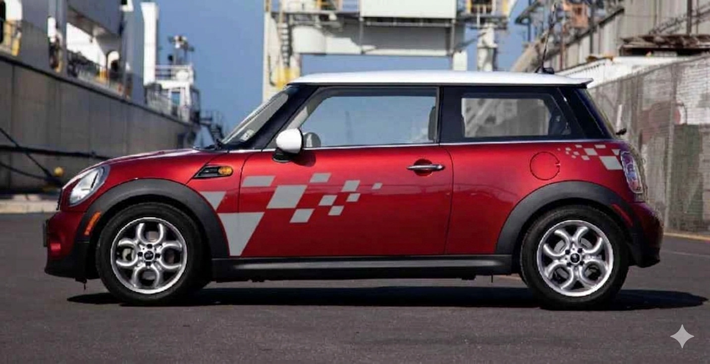 2002 – 2019 Mini Cooper Checkered Decals Porsche Style Side Stripes Graphics