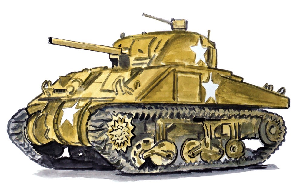 Decal Vinyl Sticker Sherman Battle Tank Made in USA