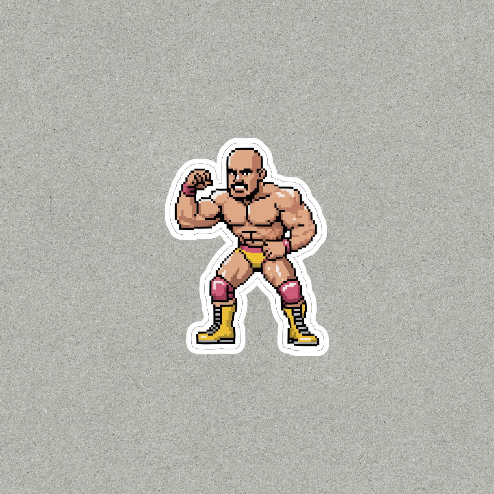 Pixel Wrestler Muscle Man Retro Gaming Vinyl Sticker #6482