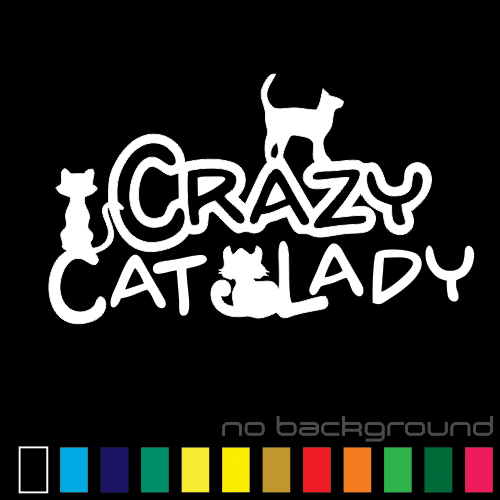 Crazy Cat Lady Sticker Vinyl Decal – Funny Family Love Figure Car Window Bumper