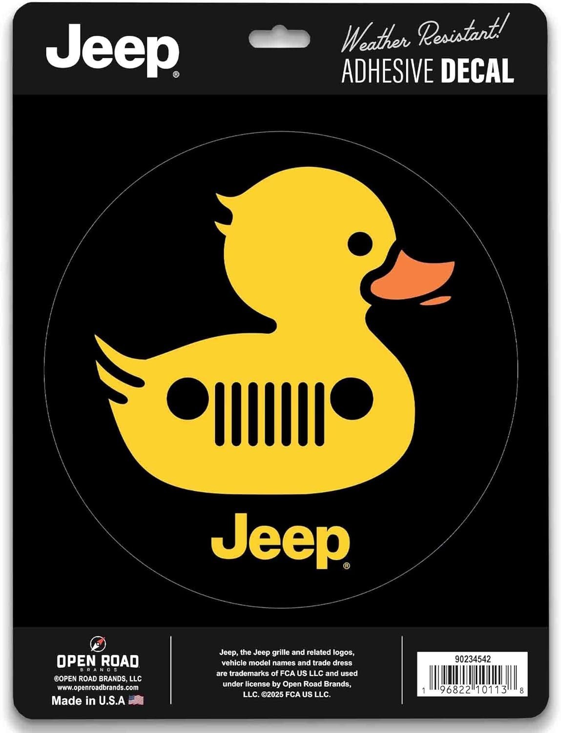Jeep Duck Adhesive Vinyl Decal – Fun Jeep Duck Sticker for Car, Window, or La