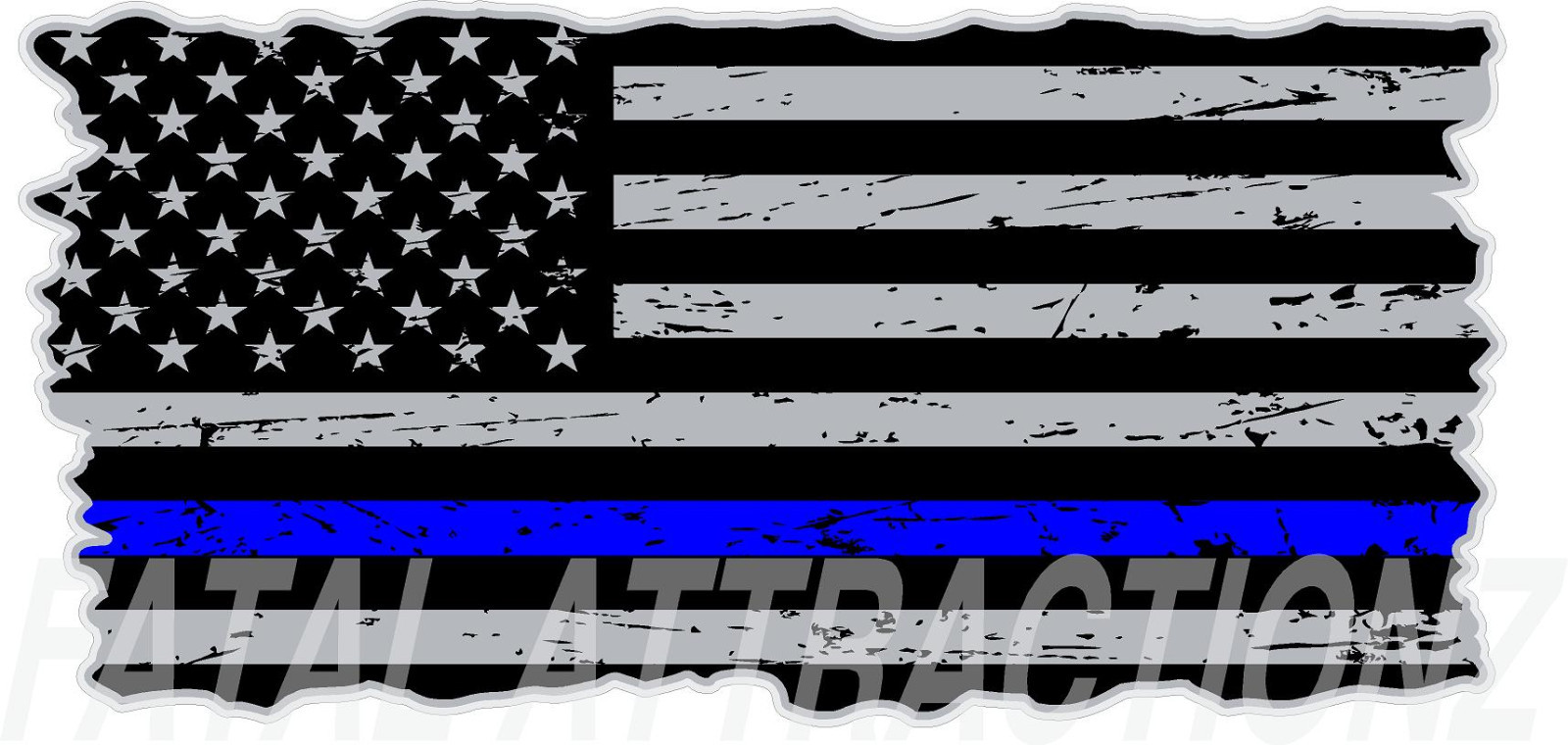Distressed American Flag Thin Blue Line Vinyl Decal sticker police officer usa