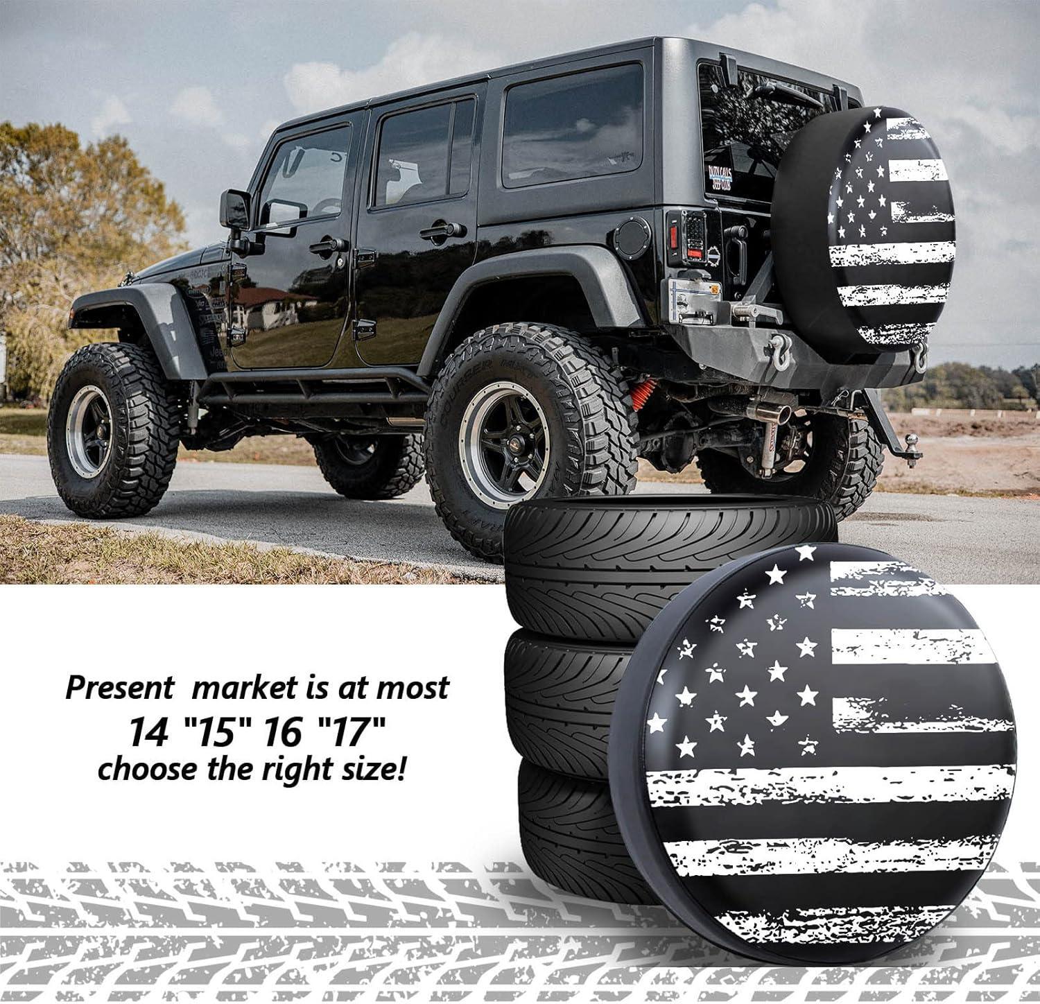 17" American Flag Spare Tire Cover Fit Jeep Wrangler Rv SUV Truck Travel Trailer