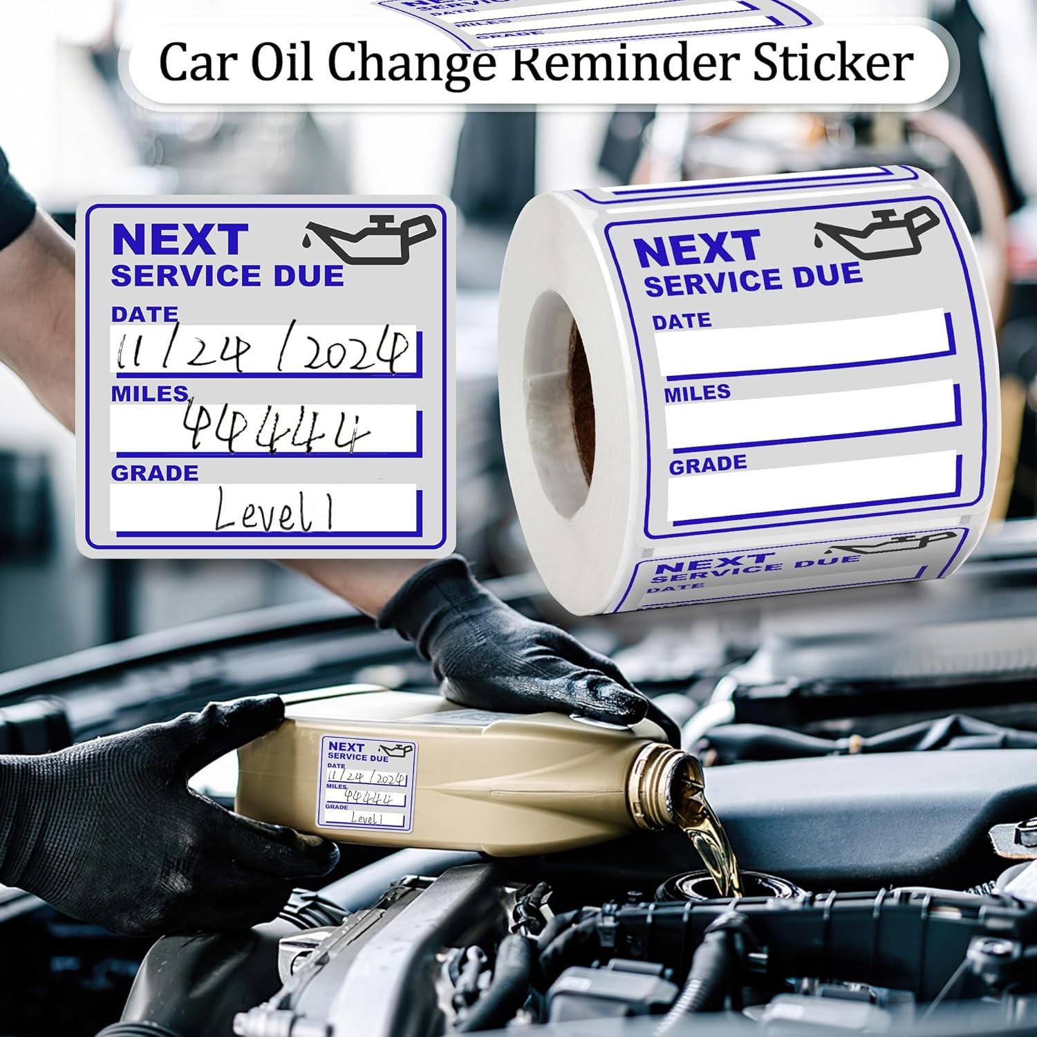for Oil Change Stickers Vinyl 300 Pcs 2”x 2” Service Black Stickers, Next Se