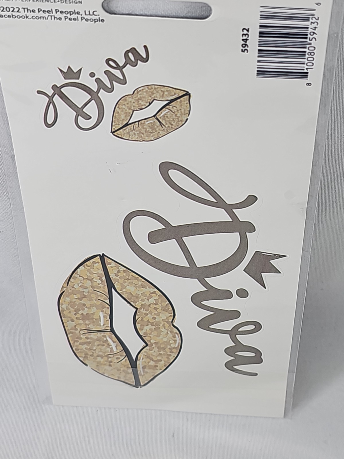 NEW! The Peel People Car Decal "DIVA" Gold Lips Crown GirlFun Sassy 2 Decals USA