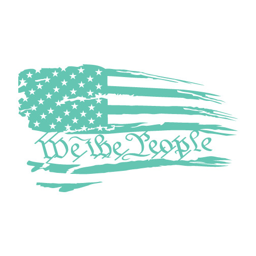 American USA Distressed Flag With We The People Die Cut Decal