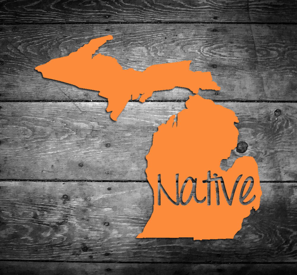 Michigan Native Vinyl Sticker Car Window Door Bumper Decal Pride Home MI Detroit