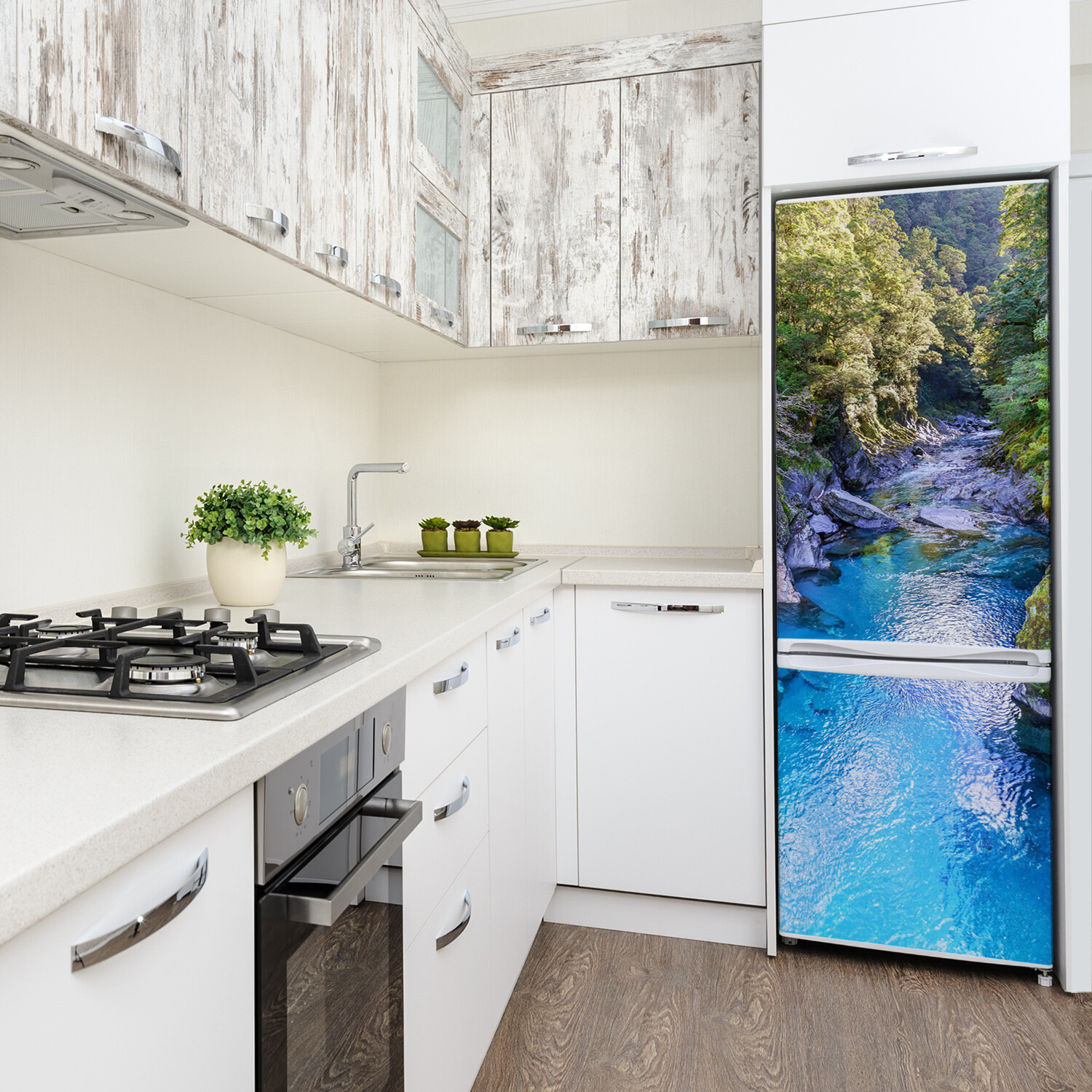 Home Refrigerator Self Adhesive Removable Sticker Landscapes River in the forest