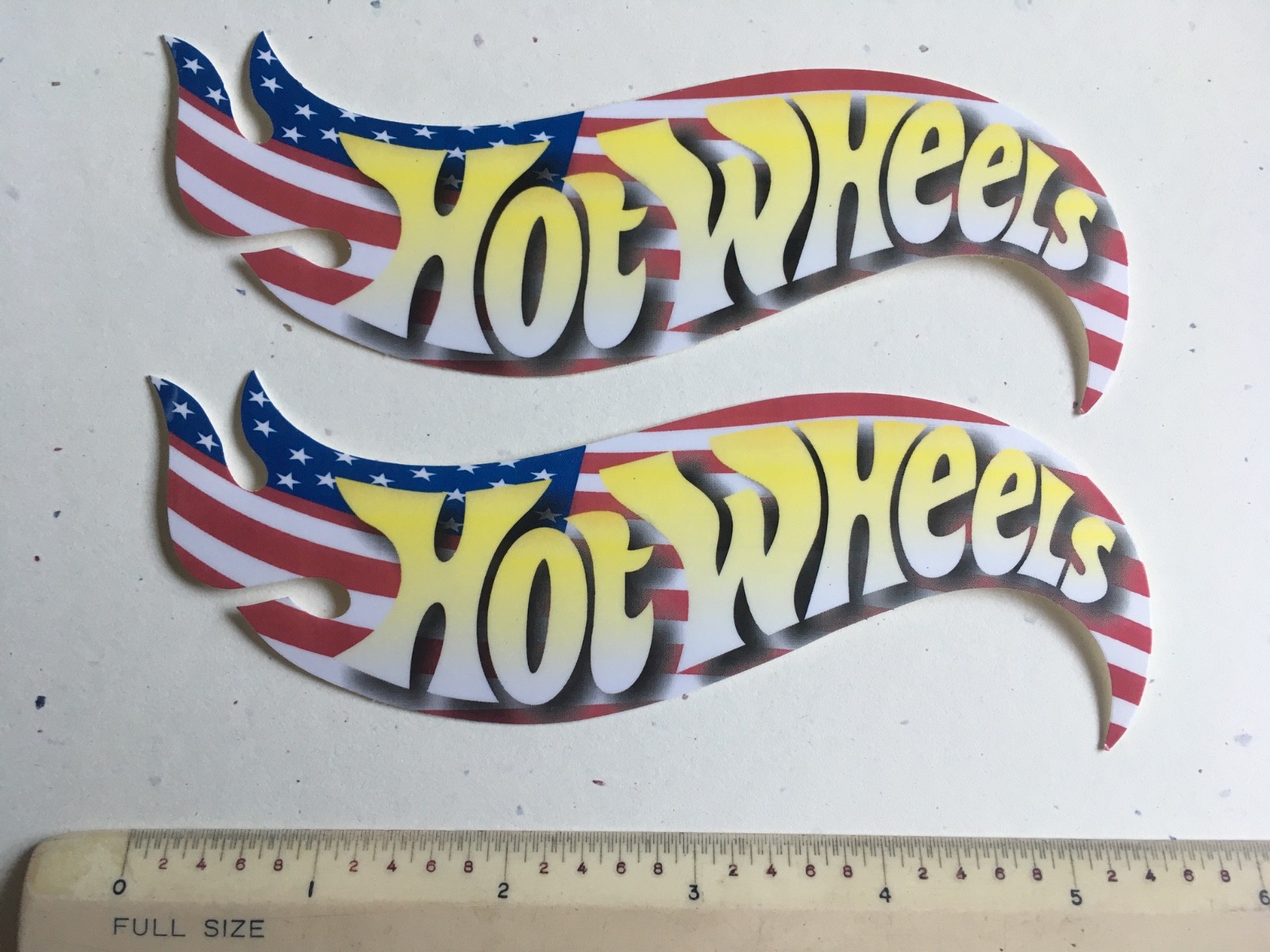 SET OF 2 HOT WHEELS 5 INCH PATRIOTIC GLOSSY VINYL STICKERS
