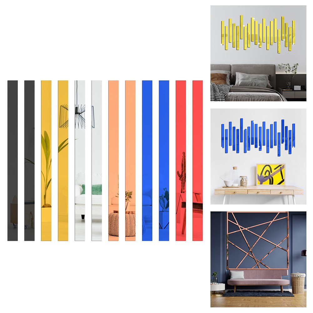Creative Wall Decoration Set of 10 Acrylic Mirror Stickers Easy to Apply