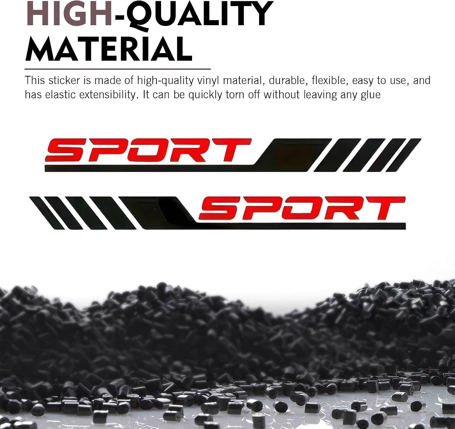 2 PCS Sport Letter Car Stickers 22.83 x 5.08 Vinyl Decals Waterproof