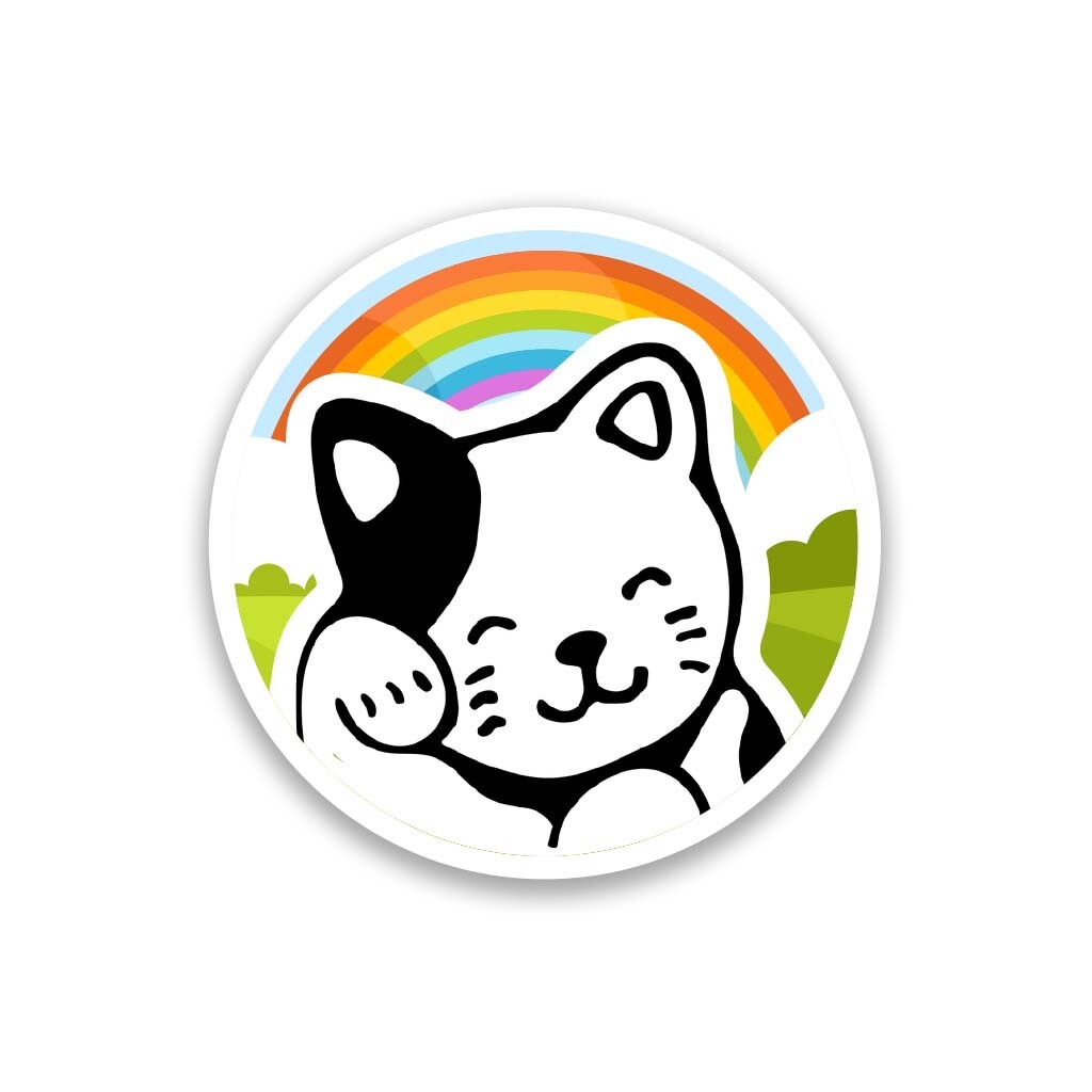 Lucky Cat Rainbow Vinyl Sticker 3" Wide – Includes Two Stickers