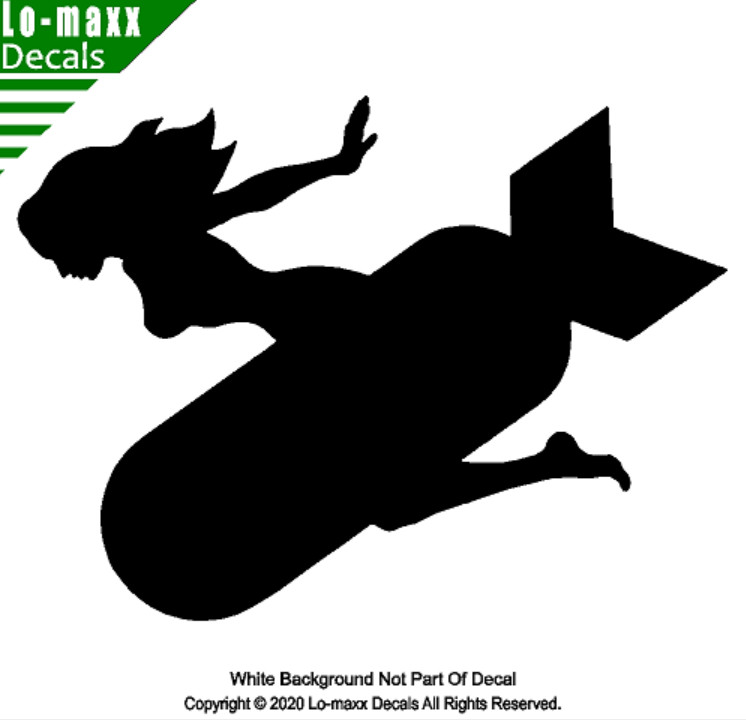 Mudflap Girl Riding Bomb Trucker WW 2 Bomber Custom Graphic Die Cut Vinyl Decal