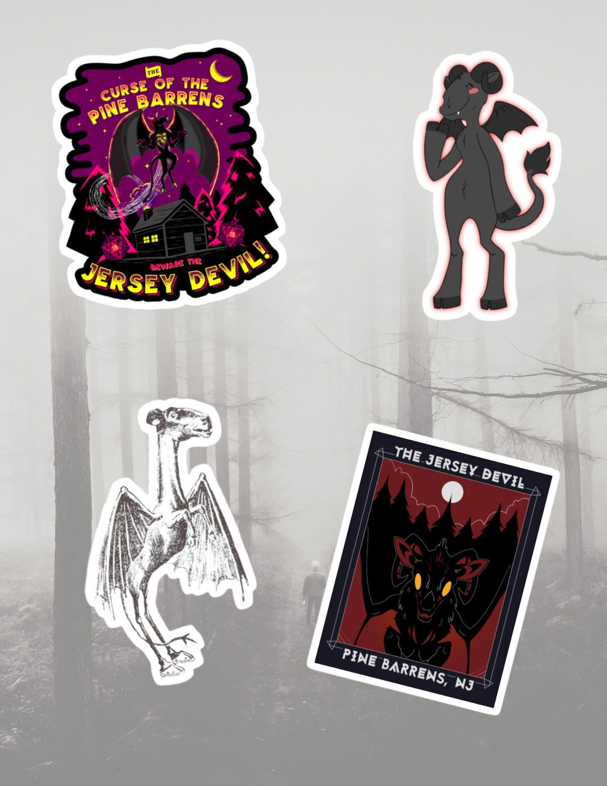 Jersey Devil Cryptid 4pc Stickers Pack