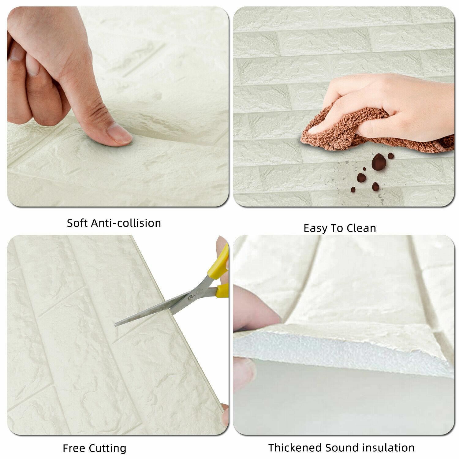 Self Adhesive, 3D, Foam, Wall Panels, Brick White, 31" x 27.5" 5 PIECES!