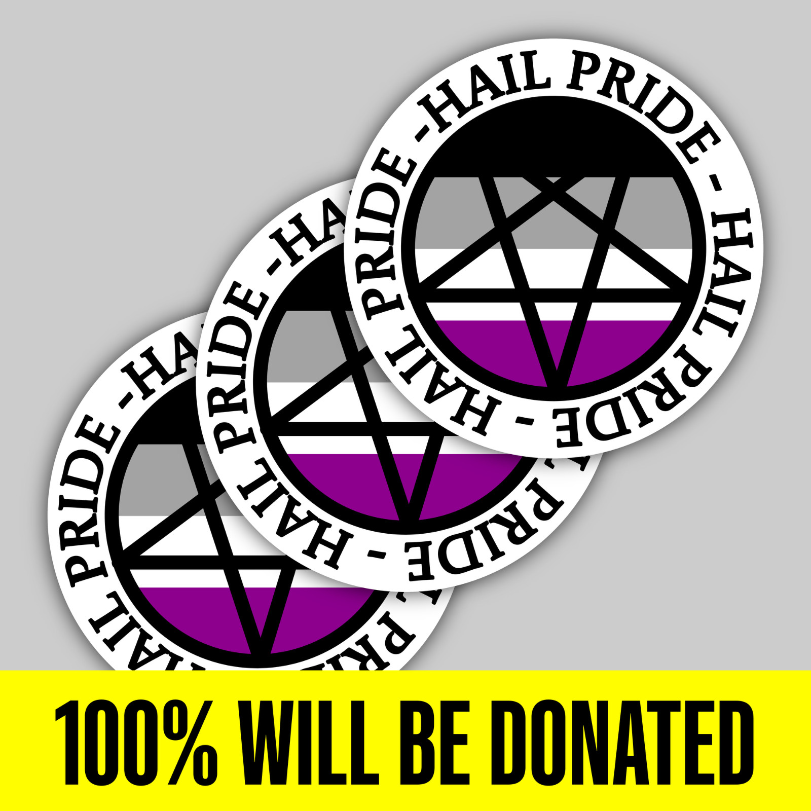 "Hail Pride!" 3 Asexual Satanic Sticker Pack (5 inches)