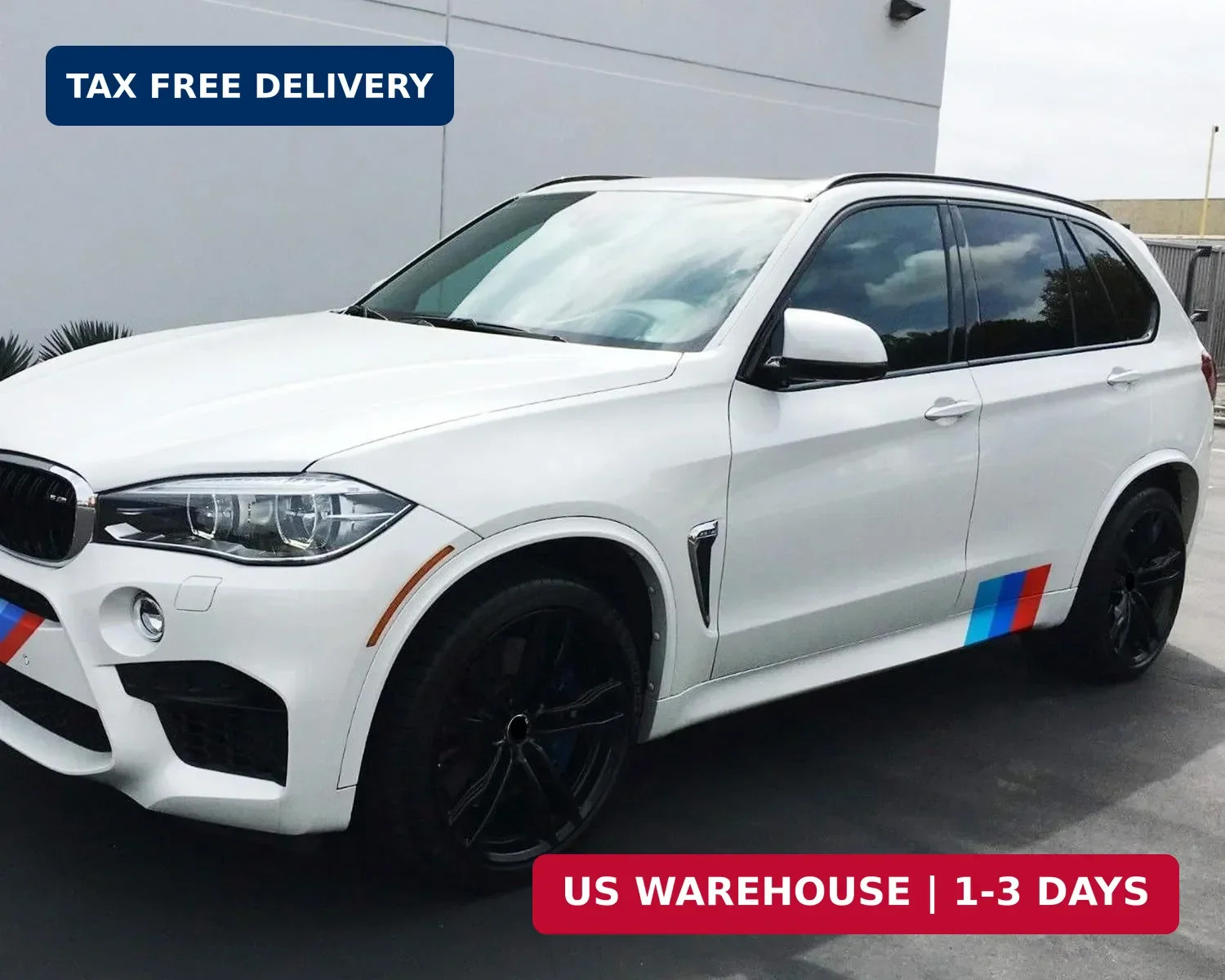 iJDMTOY 7×7-Inch Iconic 3-Color Stripe Decal Stickers Compatible with BMW Side S
