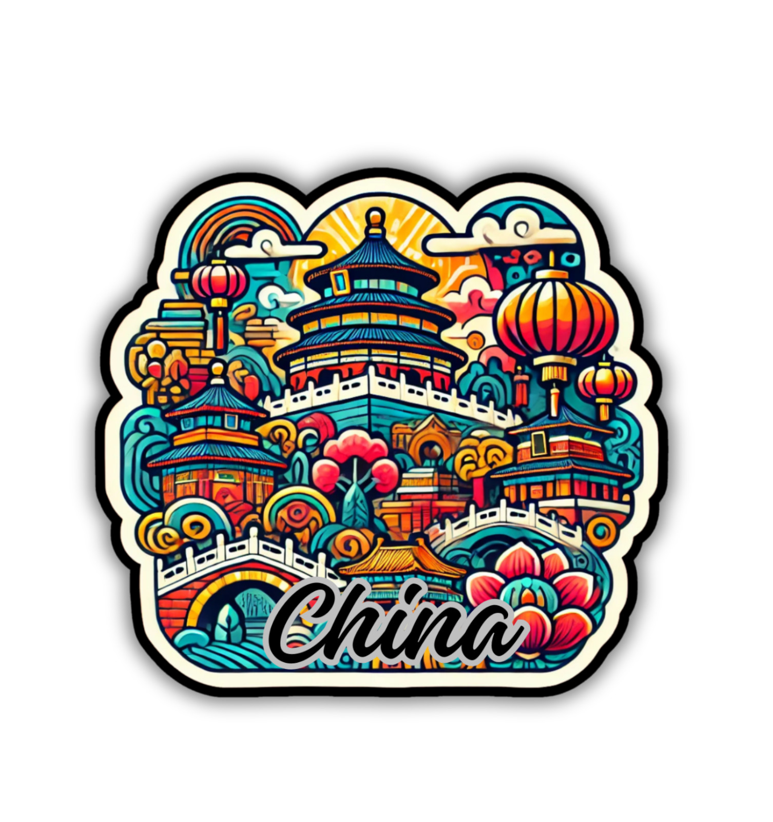 China Hong Kong Fridge Magnet or Laptop Sticker