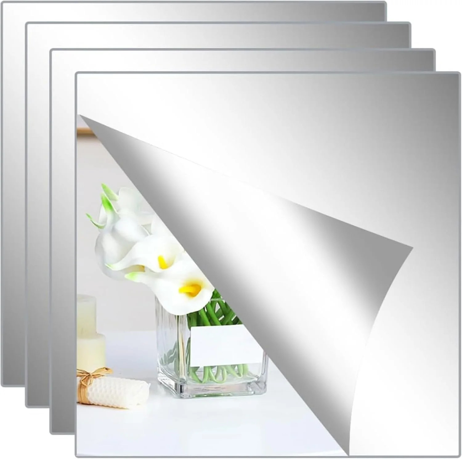 Abyssaly Mirror Stickers for Walls 4 Packs Self Adhesive Stick on Mirrors Tiles