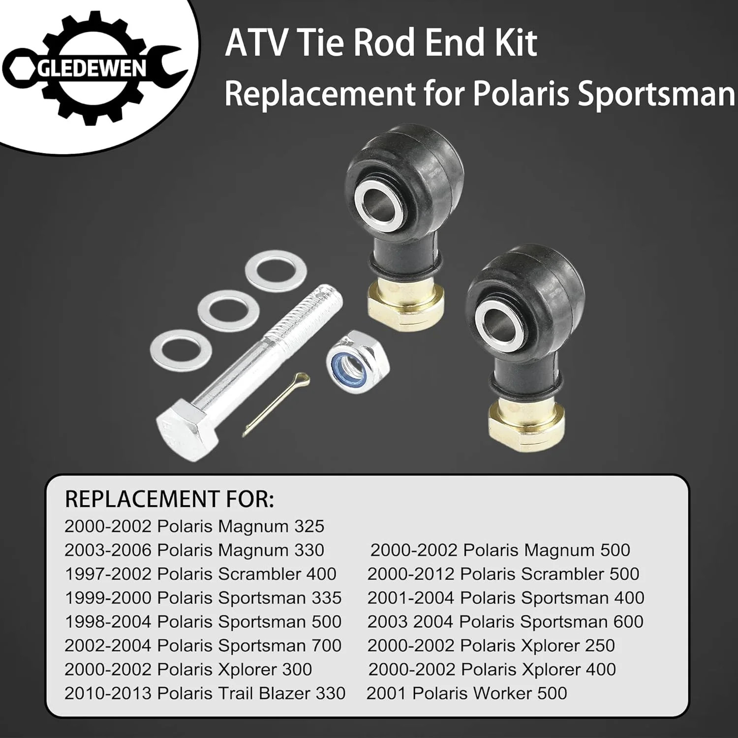 Tie Rod End Kit, Compatible With 1998-2004 Polaris Sportsman 335/400/500/600/700
