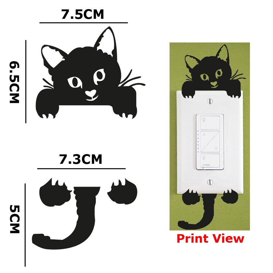 Wall Sticker Cat Switch Any Room 3D Decal Home Décor Brand New Free Shipping