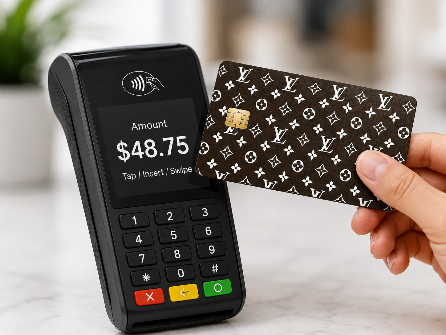 Brown White Luxury Designer Monogram Debit Card Credit Card Skin Vinyl Sticker
