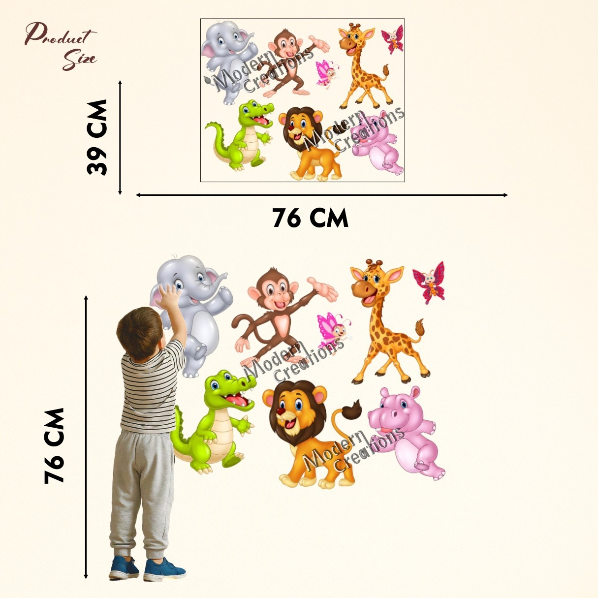 Jungle Animals Wall Decals Stickers Kids Room Nursery Decor Removable Waterproof