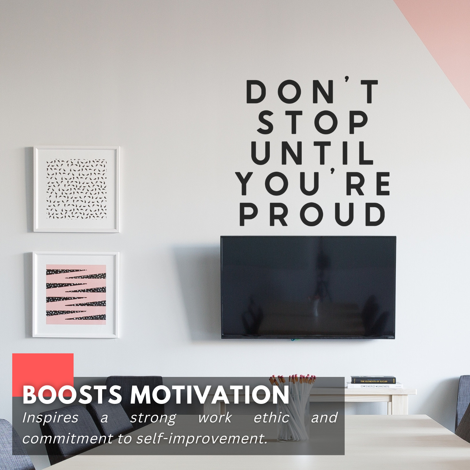 Motivational Wall Decal – Don't Stop Until You're Proud – Gym & Office Decor
