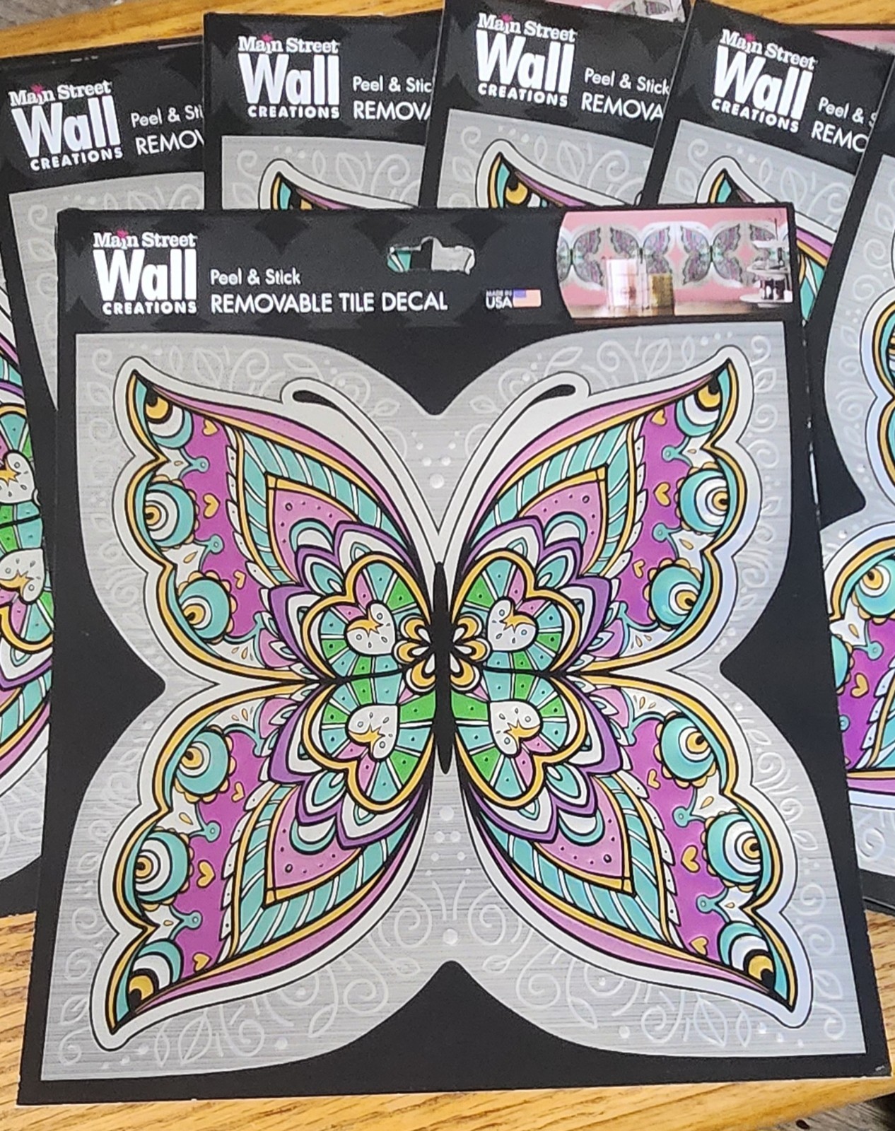 BUTTERFLY Main Street Wall Creations Peel & Stick Removable Tile Decal Art (7)