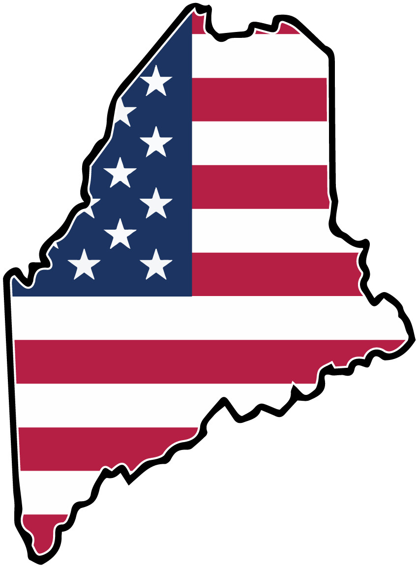 State of Maine Flag Map Sticker Decal USA Maine State