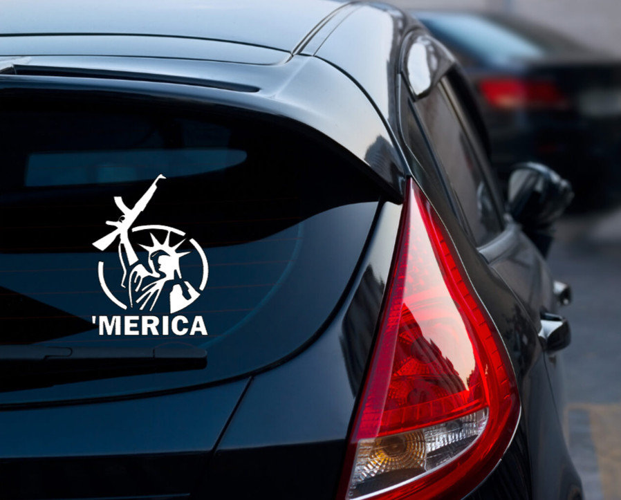 Funny Vinyl Decal Sticker – “’Merica” Statue of Liberty Car Window Truck Decal
