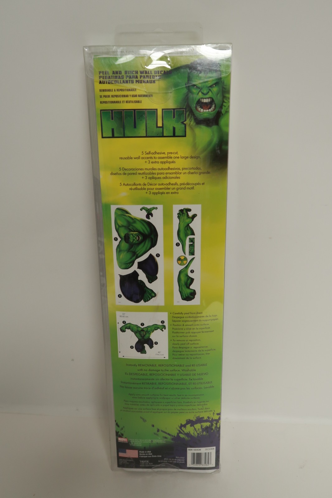 The Incredible Hulk Peel and Stick Wal Decal Removable Repositionable York (New)