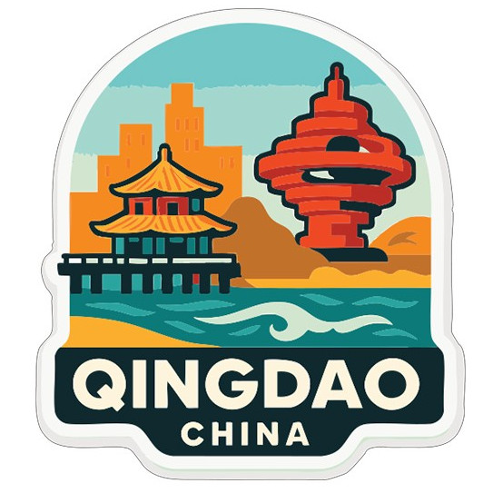 Qingdao China Sticker Decal Vinyl Die-Cut City Skyline Landmark Design