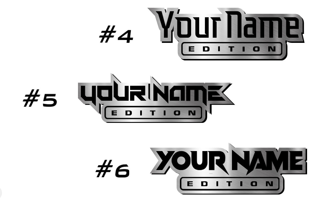 Custom Car Badge Emblem – Your Text “EDITION” Name Plate, Brushed Silver Logo