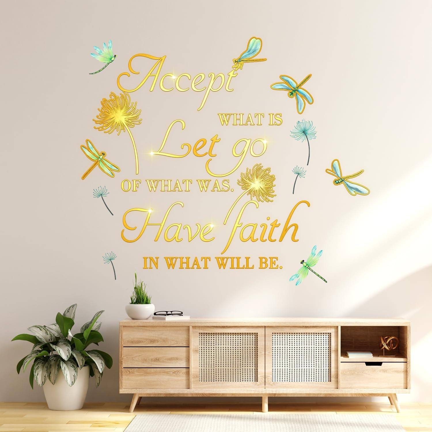 3 Gold Flower Wall Stickers Self-Adhesive Home Decor