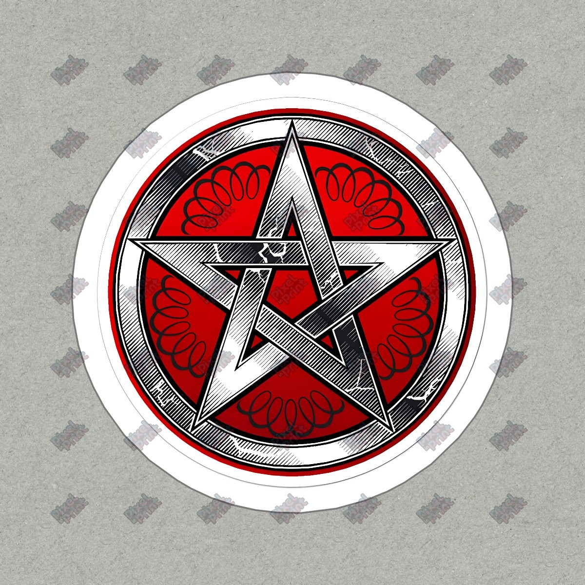 Vintage Inspired Pentagram Vinyl Sticker Red & Black Spiritual Decal #798439
