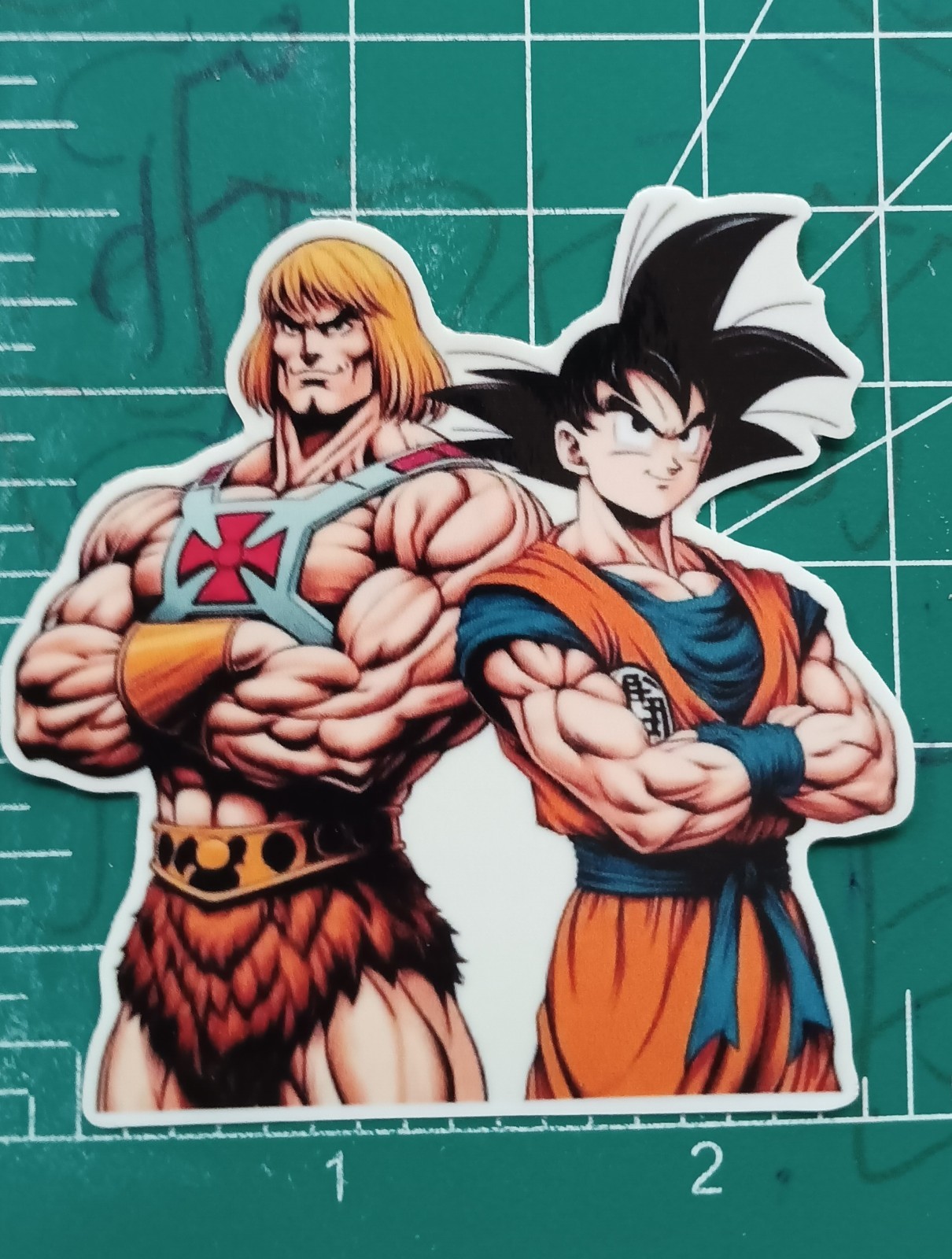 HE-MAN X GOKU CROSSOVER VYNIL DIE-CUT STICKER 3X2
