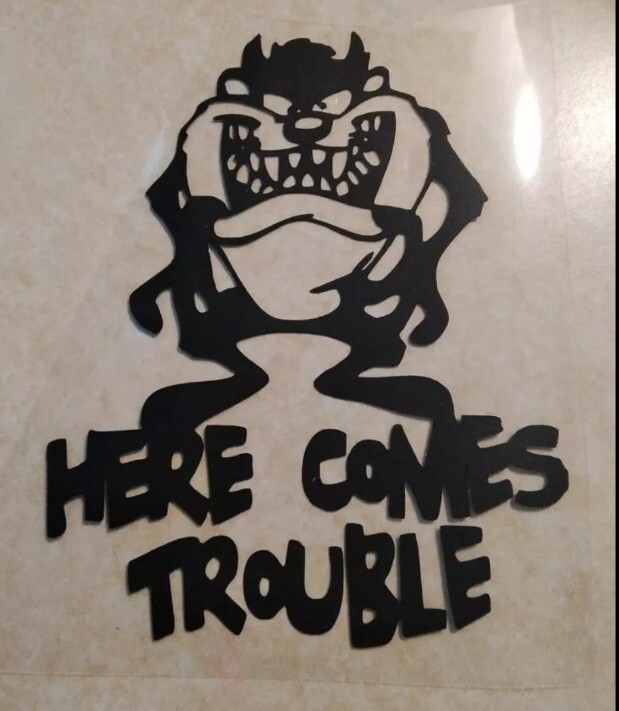 Taz Decal Here Comes Trouble