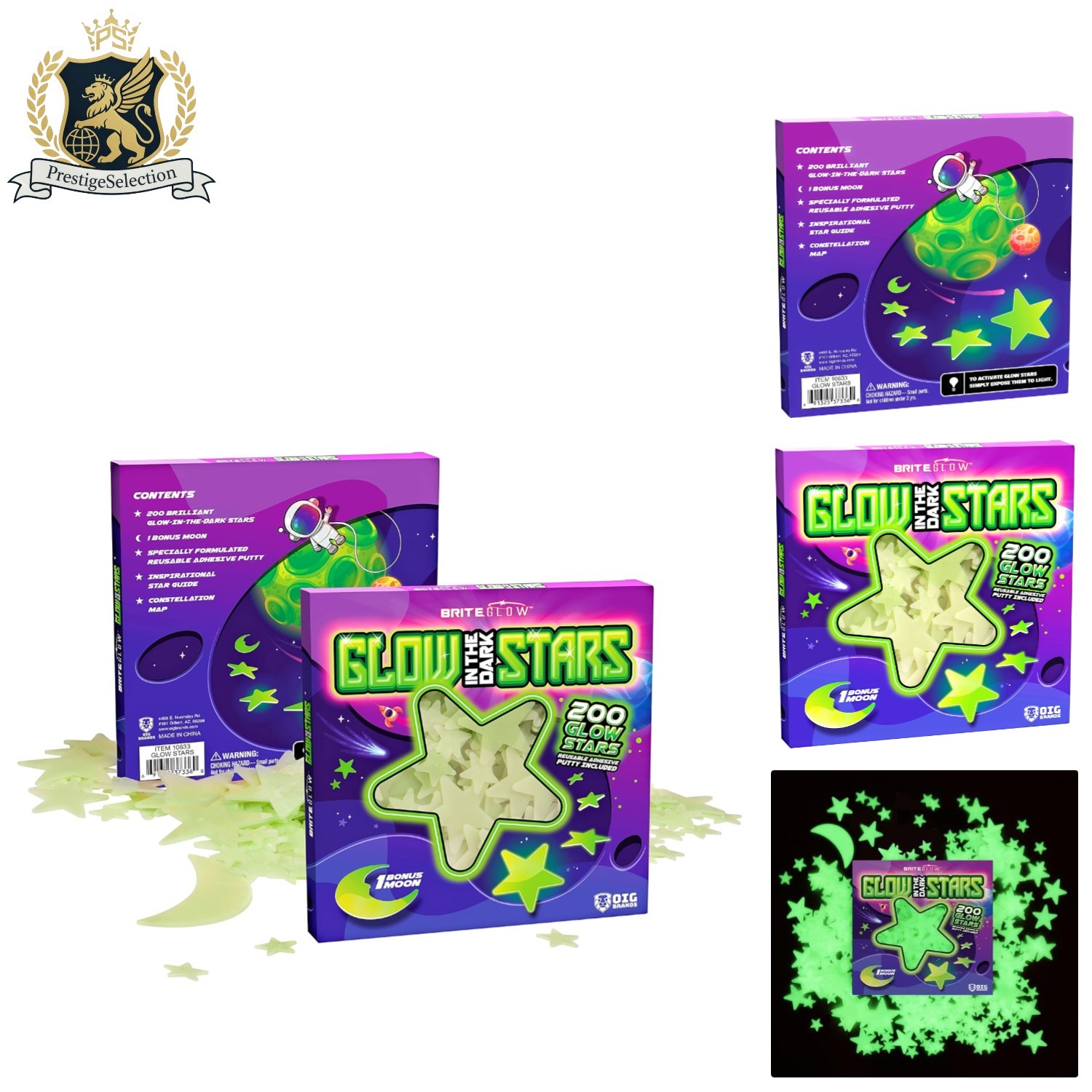 Ultra Bright 200 Pcs Glow in the Dark Star Stickers with Moon – Kids Night Decor