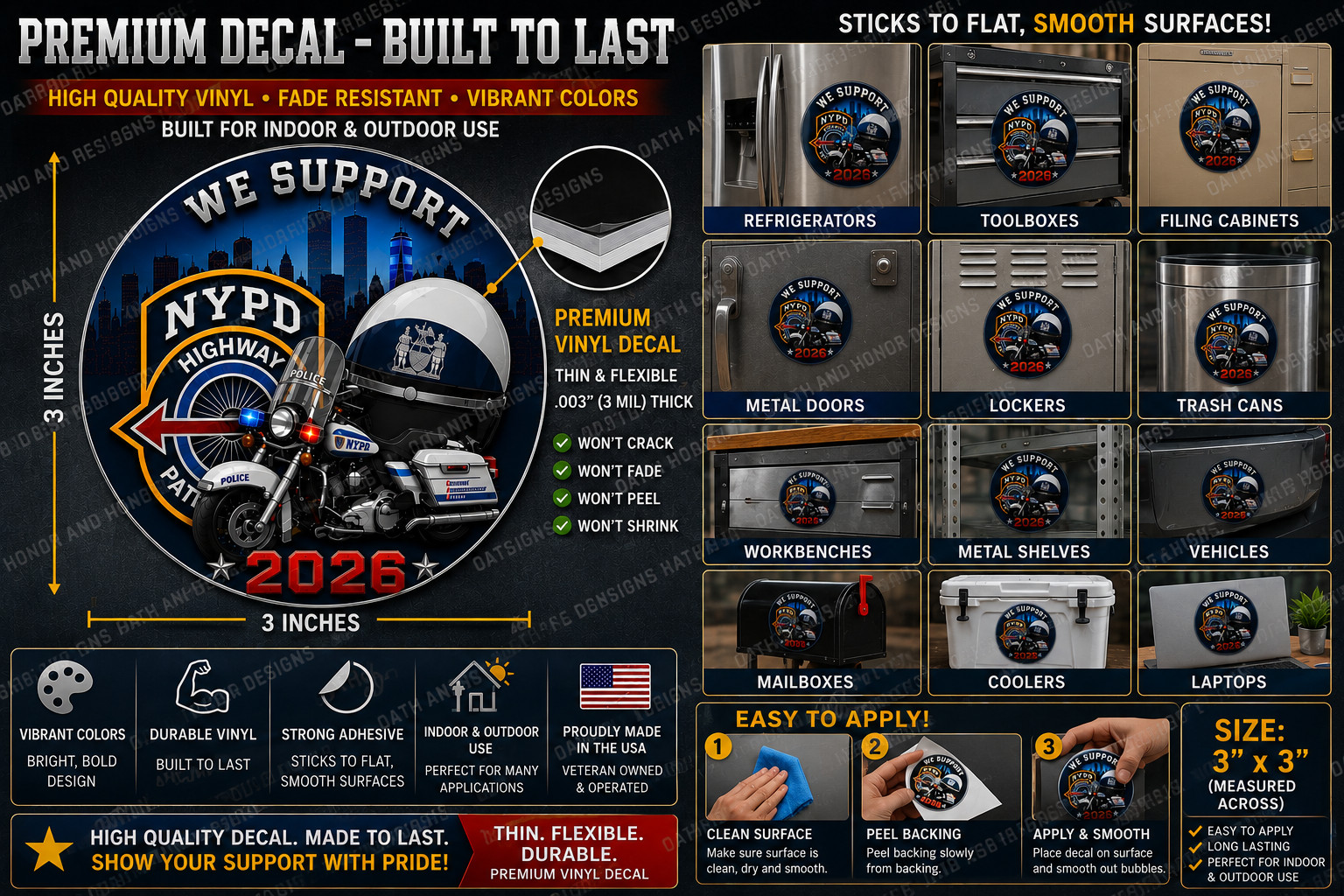 NYPD Highway Patrol Support 2026 – 3" Round Police Tribute Decal
