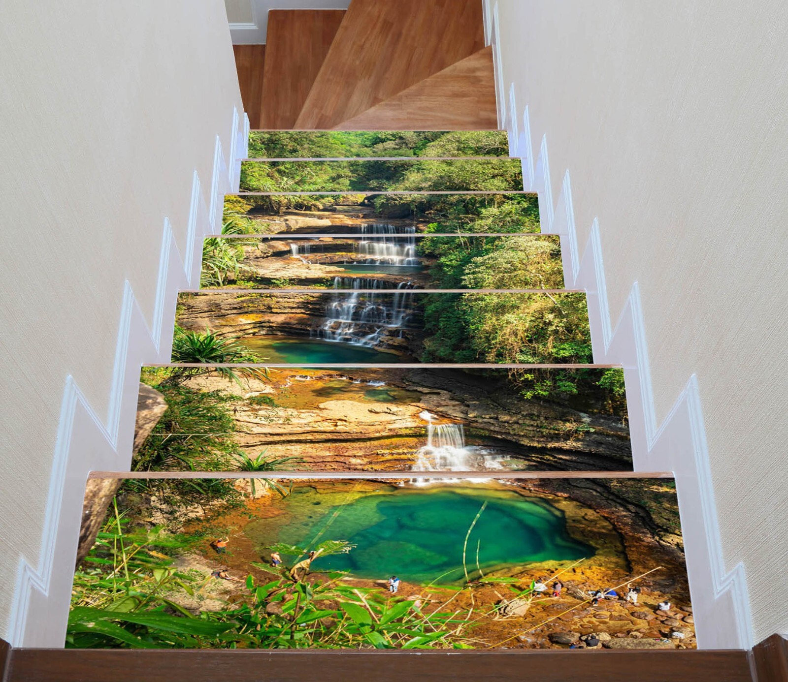 3D Elegant Stream W164 Stairs Risers Decoration Photo Mural Vinyl Wallpaper Vera