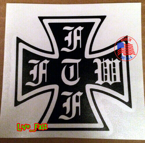 FTF FTW DECAL STICKER VINYL outlaw biker chopper motorcycle builder tank badge